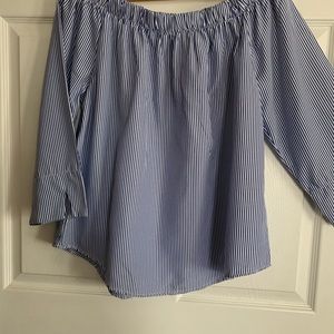 Off the shoulder pin striped blouse